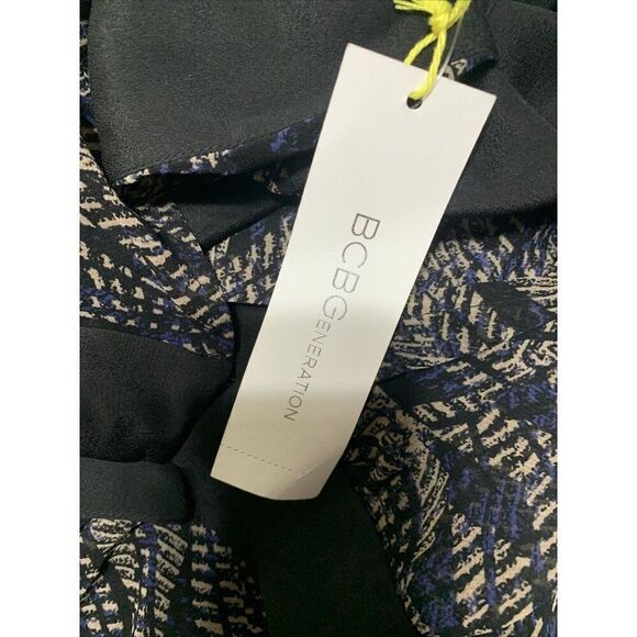 Bcbgeneration New Blue Black Beige Long Sleeve Mini Dress 4 Small - Picture 6 of 8